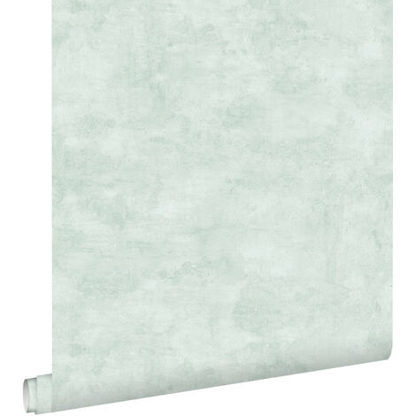 papier peint effet béton vert menthe pastel clair - ESTAhome (1/5)