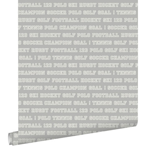 papier peint textes de sport taupe - ESTAhome (1/5)