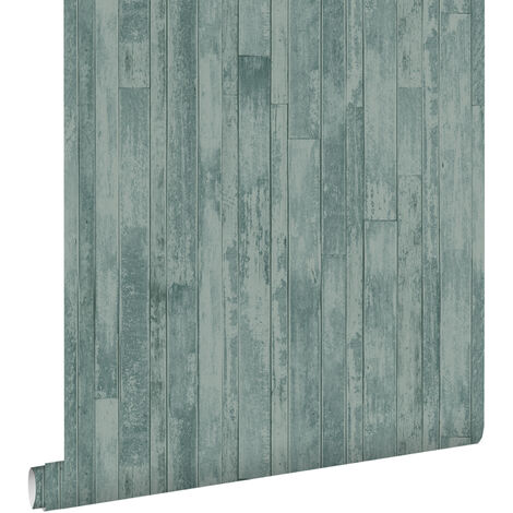 papier peint imitation bois vert grisé  - ESTAhome (1/5)