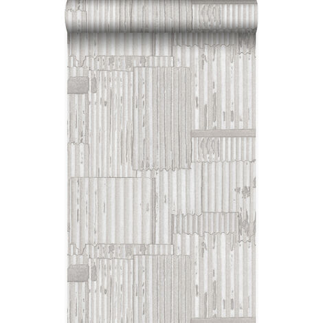 papier peint tôles ondulées en métal industrielles 3D blanc cassé - Origin Wallcoverings (1/5)