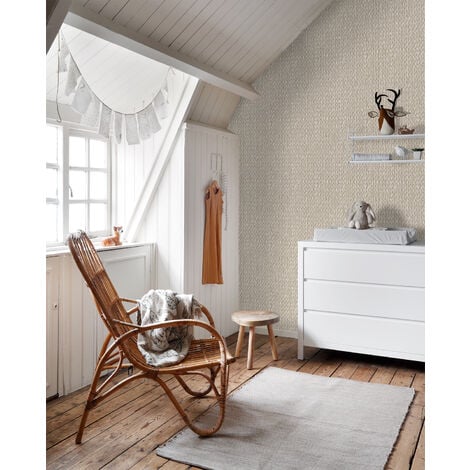 papier peint osier tissé beige crème clair  - ESTAhome