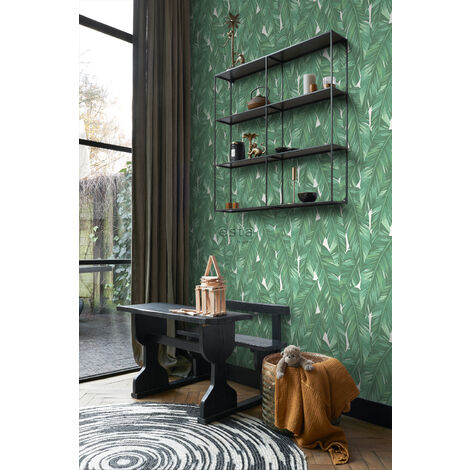 papier peint feuilles de bananier vert jade  - ESTAhome