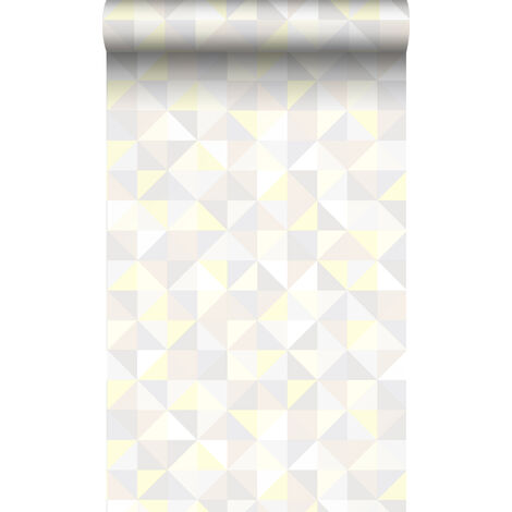 papier peint triangles beige crème clair, gris chaud clair, jaune pastel et beige clair brillant - Origin Wallcoverings (1/5)