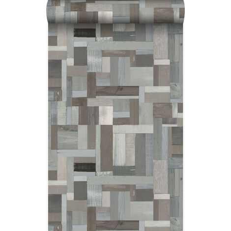 papier peint imitation bois gris clair et taupe - Origin Wallcoverings (1/5)