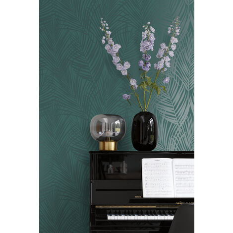 papier peint feuilles de palmier vert émeraude  - Origin Wallcoverings
