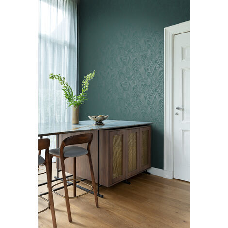 papier peint feuilles de palmier vert émeraude  - Origin Wallcoverings