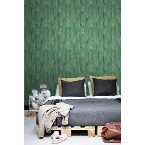 papier peint feuilles vert jade  - ESTAhome