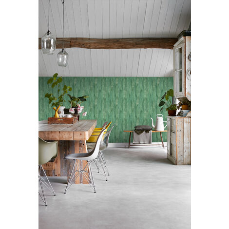 papier peint feuilles vert jade  - ESTAhome