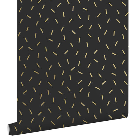 papier peint motif graphique noir et or - ESTAhome (1/5)