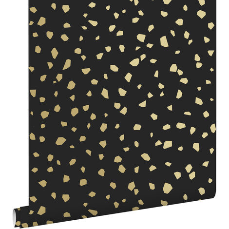 papier peint imitation terrazzo noir et or - ESTAhome (1/5)