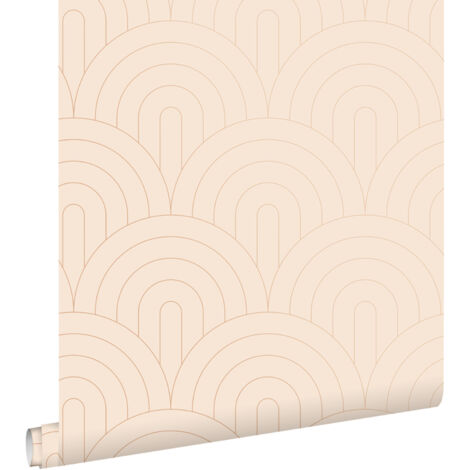 papier peint art déco rose pêche clair et or rose - ESTAhome (1/5)