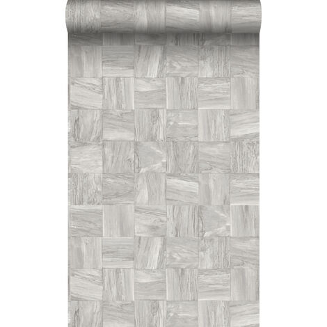 papier peint morceaux carrés de déchets de bois gris clair - Origin Wallcoverings (1/5)