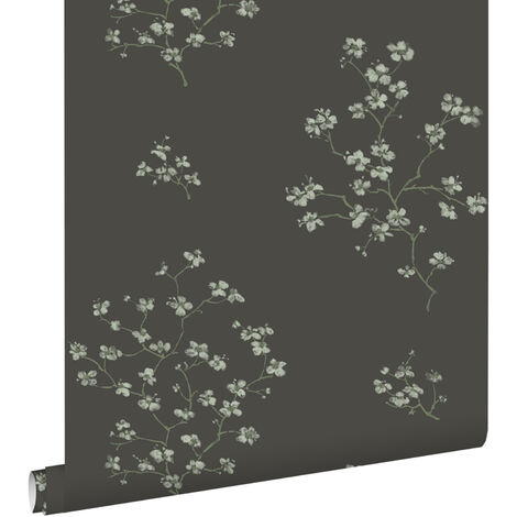 papier peint branches de fleurs noir  - ESTAhome (1/5)
