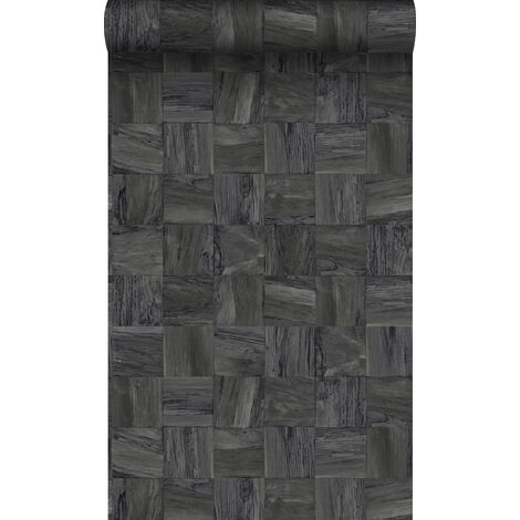 papier peint morceaux carrés de déchets de bois noir - Origin Wallcoverings (1/5)