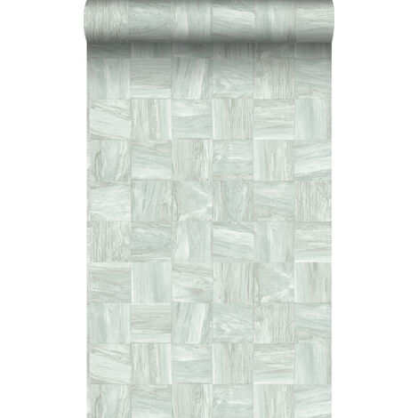 papier peint morceaux carrés de déchets de bois vert grisé clair - Origin Wallcoverings (1/5)