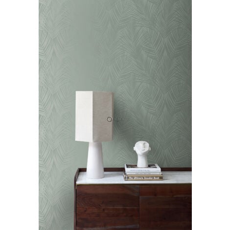 papier peint feuilles de palmier vert grisé  - Origin Wallcoverings