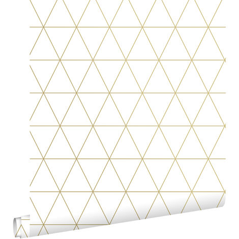 papier peint triangles graphiques blanc et or - ESTAhome (1/5)