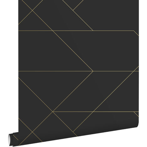 papier peint lignes graphiques noir et or - ESTAhome