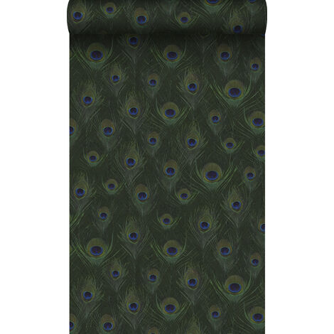 papier peint plumes de paon vert mousse - Origin Wallcoverings (1/5)