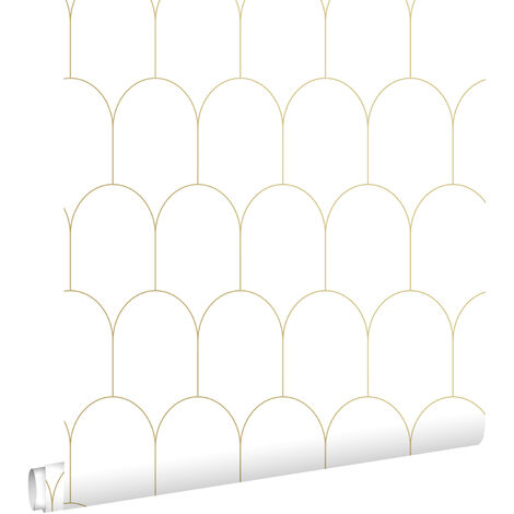 papier peint art déco blanc et or  - ESTAhome (1/5)