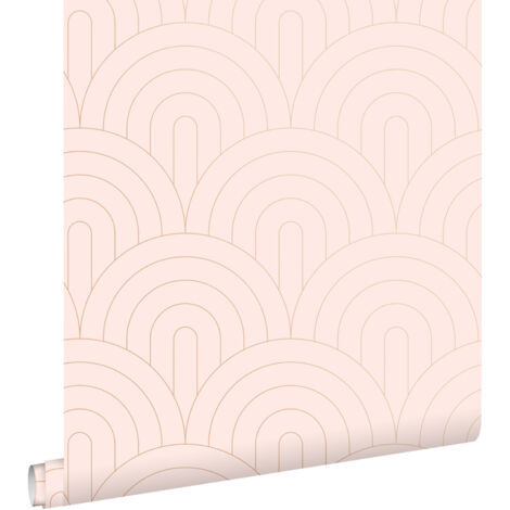 papier peint art déco rose clair et or rose  - ESTAhome (1/5)
