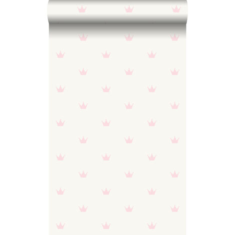 papier peint petites couronnes blanc brillant et rose - Origin Wallcoverings (1/5)