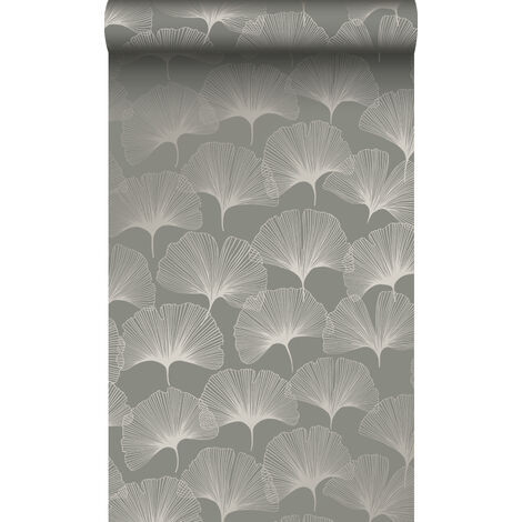 papier peint feuilles de ginkgo gris chaud  - Origin Wallcoverings (1/5)