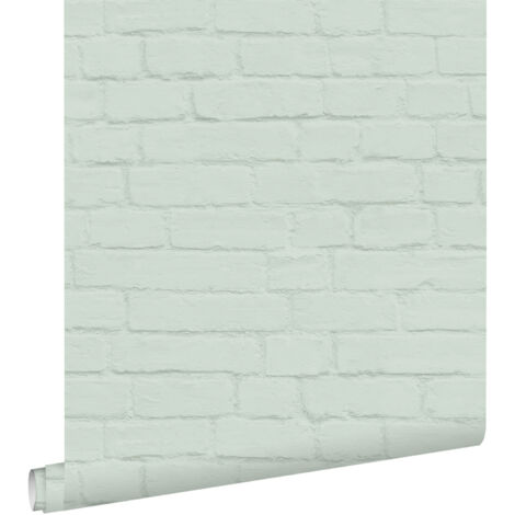 papier peint brique vert menthe - ESTAhome (1/5)