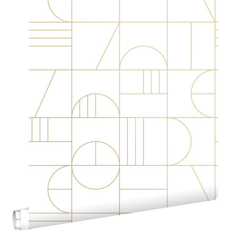 papier peint art déco blanc et or - ESTAhome (1/5)