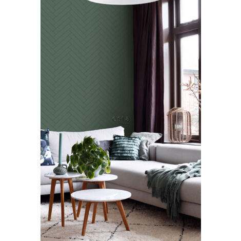 papier peint chevron vert foncé  - ESTAhome