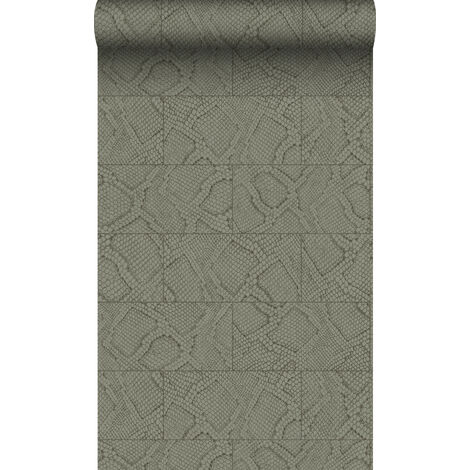 papier peint motif de carrellages avec imitation peau de serpent taupe - Origin Wallcoverings (1/5)
