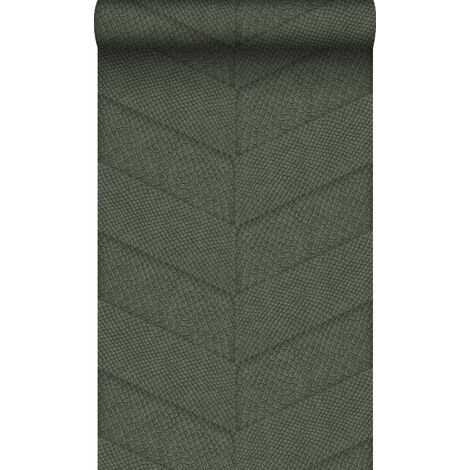 papier peint motif de carrellages avec imitation peau de serpent vert grisé - Origin Wallcoverings (1/5)