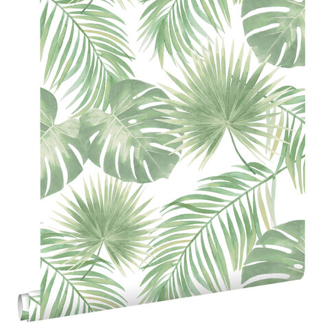 papier peint feuilles tropicales vert menthe - ESTAhome (1/5)