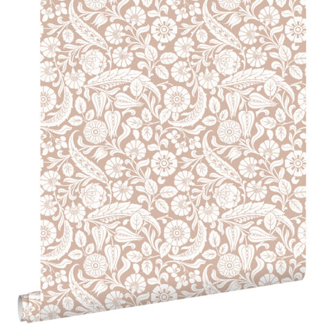 papier peint fleurs rose terracotta - ESTAhome (1/5)