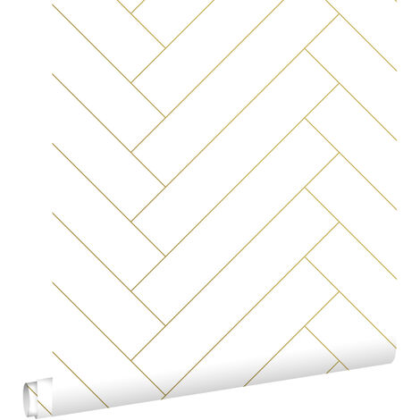 papier peint chevron blanc et or - ESTAhome (1/5)