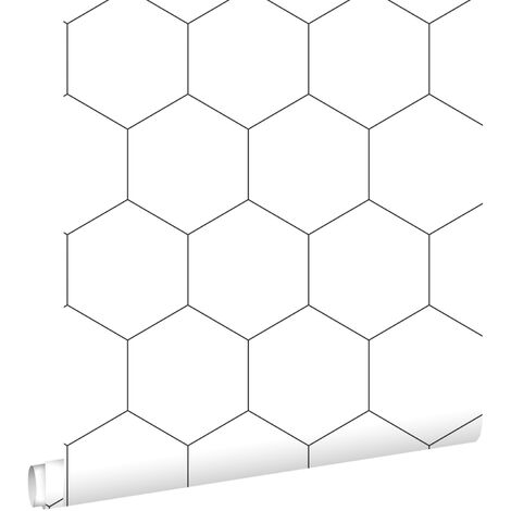 papier peint hexagone noir et blanc - ESTAhome (1/5)