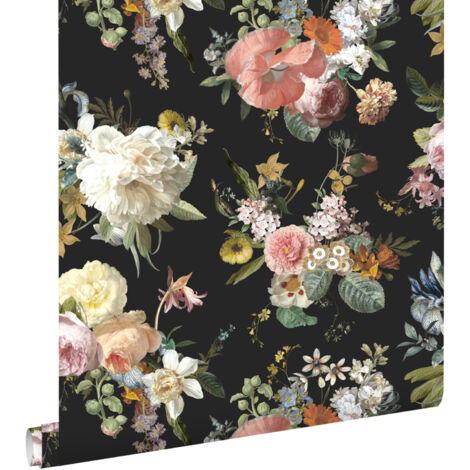 papier peint fleurs vintage noir  - ESTAhome (1/5)