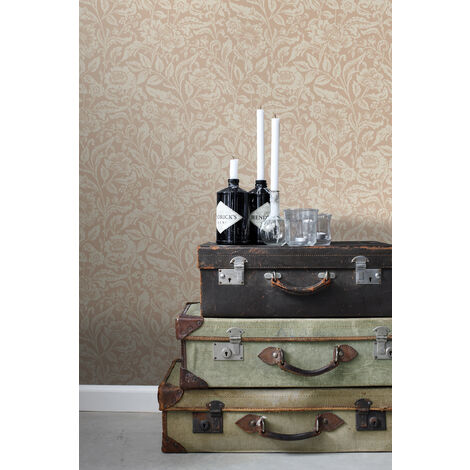 papier peint fleurs vintage rose terracotta  - ESTAhome