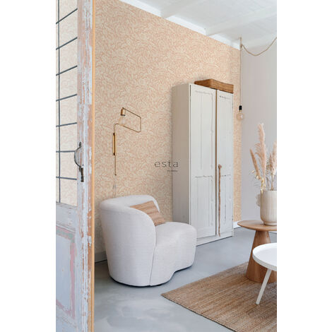 papier peint fleurs vintage rose terracotta  - ESTAhome