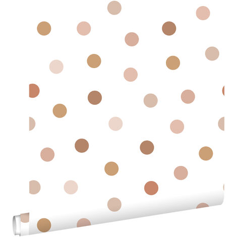 papier peint à motif de petits points terracotta et blanc - ESTAhome (1/5)