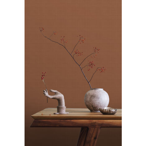 papier peint lin terracotta  - ESTAhome