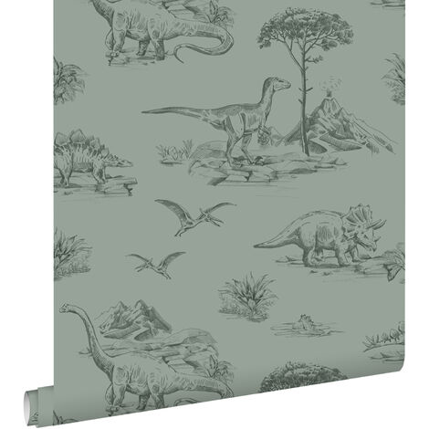 papier peint dinosaures vert grisé  - ESTAhome (1/5)