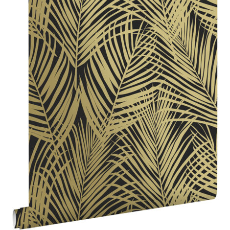 papier peint feuilles de palmier noir et or - ESTAhome (1/5)