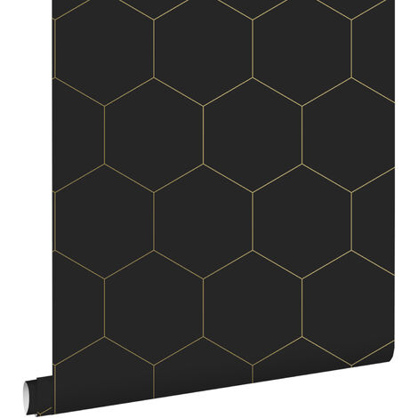 papier peint hexagone noir et or - ESTAhome (1/5)