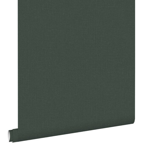 papier peint effet lin vert foncé  - ESTAhome (1/5)