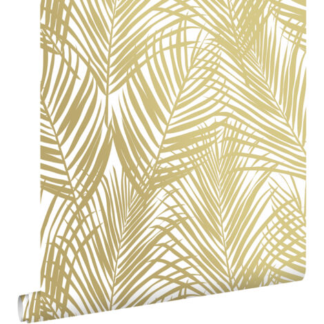 papier peint feuilles de palmier or et blanc - ESTAhome (1/5)