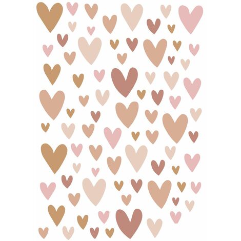 sticker mural coeurs terracotta, rose et beige  - ESTAhome (1/5)