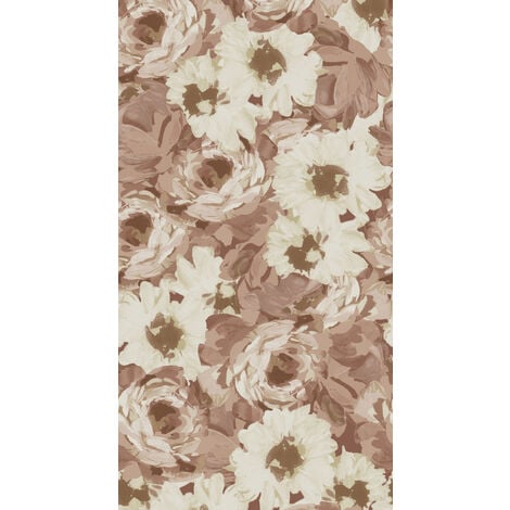 papier peint panoramique fleurs vintage vieux rose  - ESTAhome