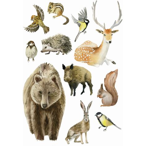 sticker mural animaux de la forêt marron - ESTAhome (1/5)