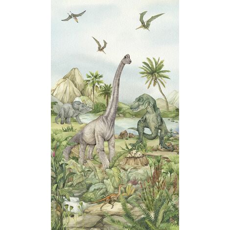 papier peint panoramique dinosaures gris - Sanders & Sanders (1/3)